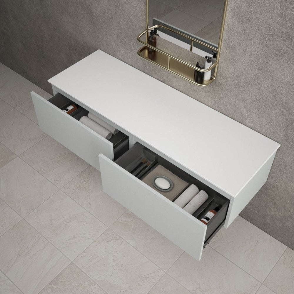 Raffinata Double Drawer Countertop Vanity Unit - Matt Dove 1400mm