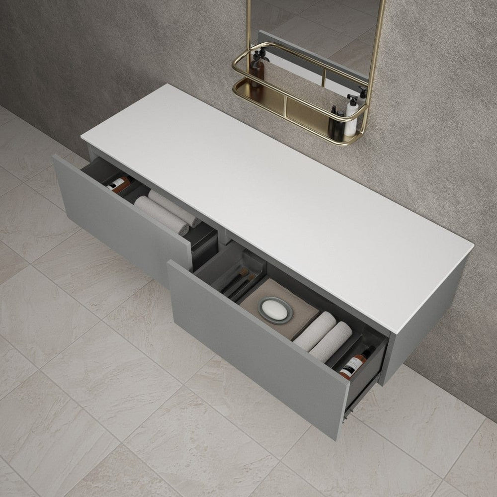 Raffinata Double Drawer Countertop Vanity Unit - Matt Dust 1400mm