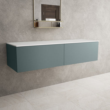 Raffinata Double Drawer Countertop Vanity Unit - Matt Fjord 1400mm