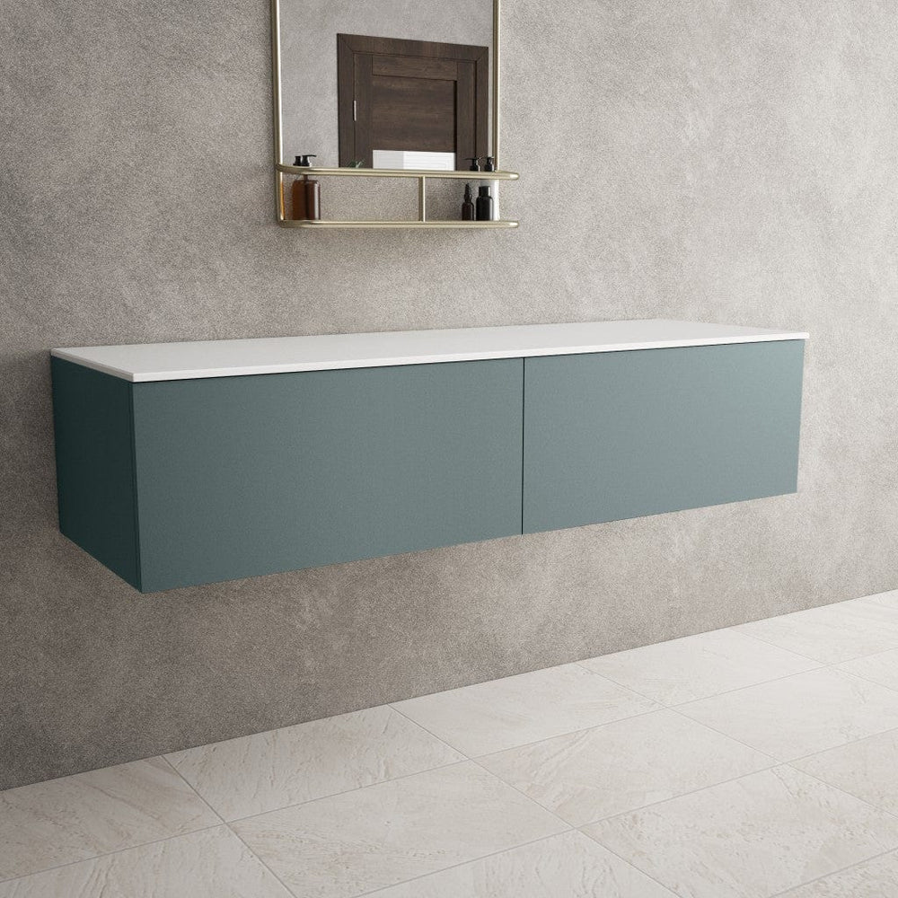 Raffinata Double Drawer Countertop Vanity Unit - Matt Fjord 1400mm