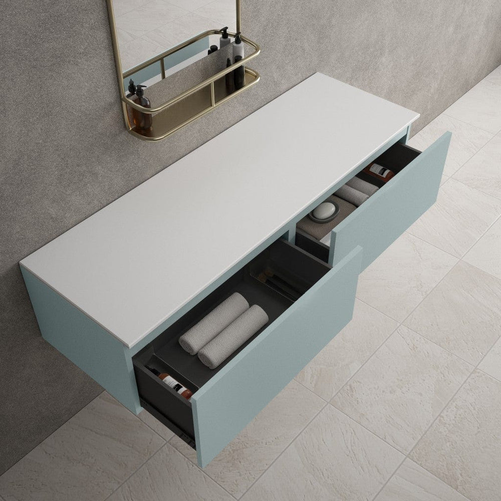 Raffinata Double Drawer Countertop Vanity Unit - Matt Fjord 1400mm