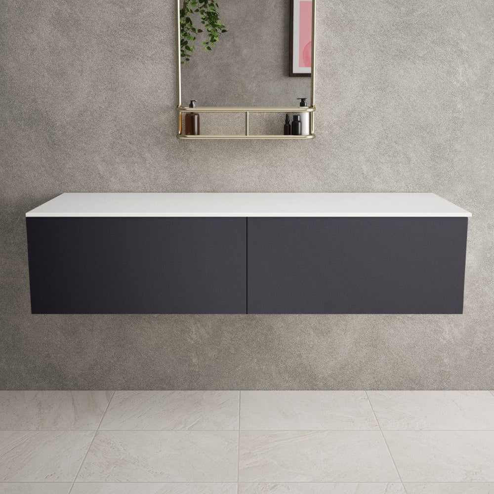 Raffinata Double Drawer Countertop Vanity Unit - Matt Graphite 1400mm