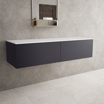 Raffinata Double Drawer Countertop Vanity Unit - Matt Graphite 1400mm