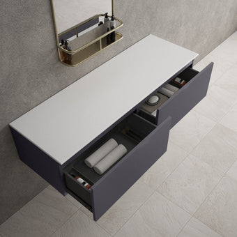 Raffinata Double Drawer Countertop Vanity Unit - Matt Graphite 1400mm