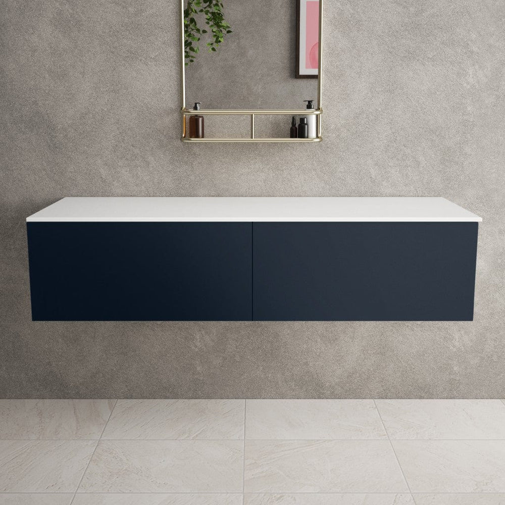 Raffinata Double Drawer Countertop Vanity Unit - Matt Indigo 1400mm