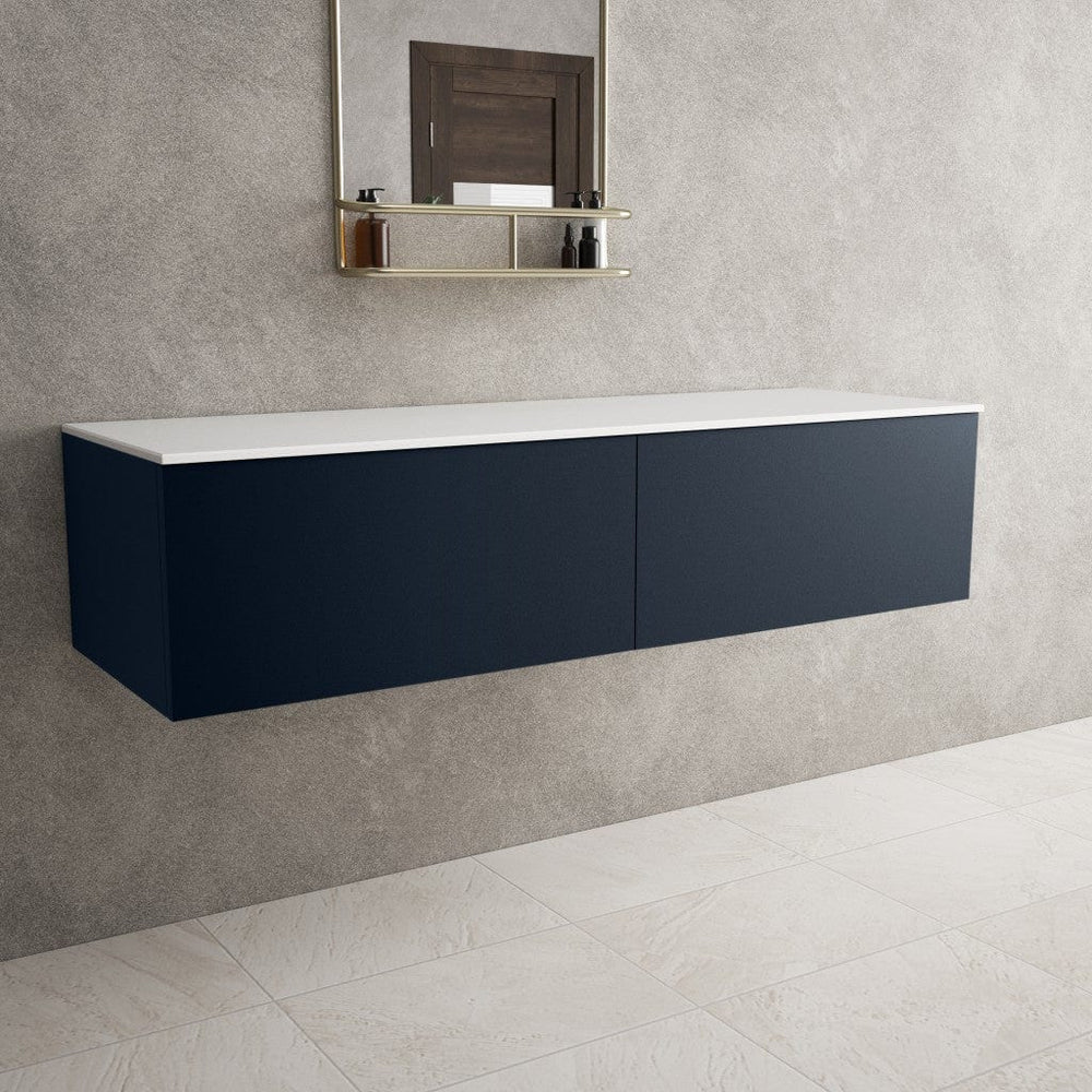 Raffinata Double Drawer Countertop Vanity Unit - Matt Indigo 1400mm