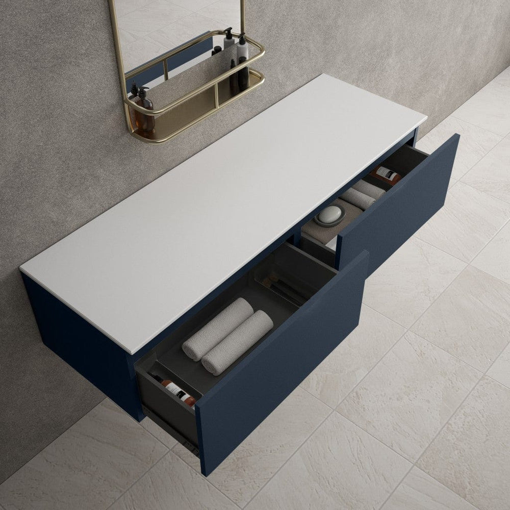Raffinata Double Drawer Countertop Vanity Unit - Matt Indigo 1400mm