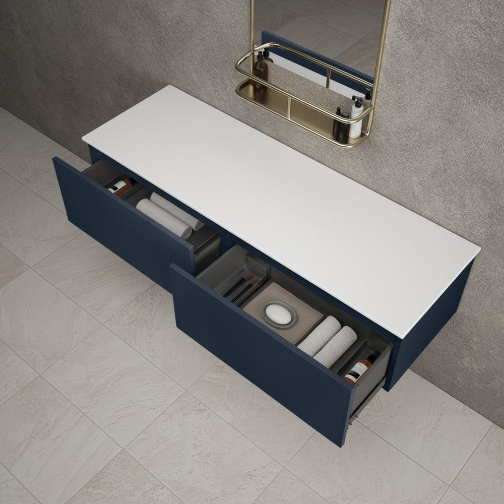 Raffinata Double Drawer Countertop Vanity Unit - Matt Indigo 1400mm
