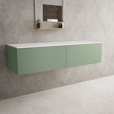 Raffinata Double Drawer Countertop Vanity Unit - Matt Light Green 1400mm