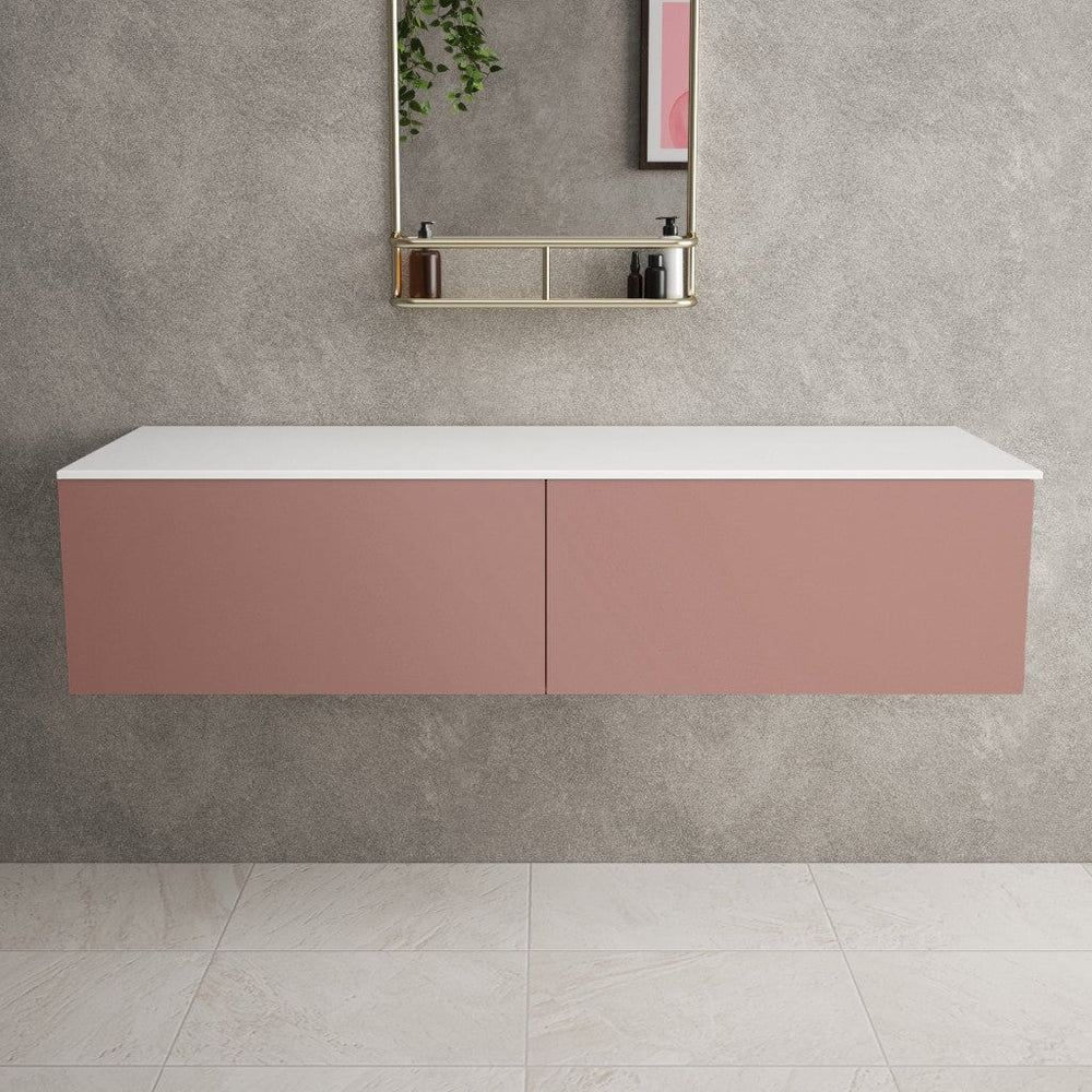 Raffinata Double Drawer Countertop Vanity Unit - Matt Pink 1400mm