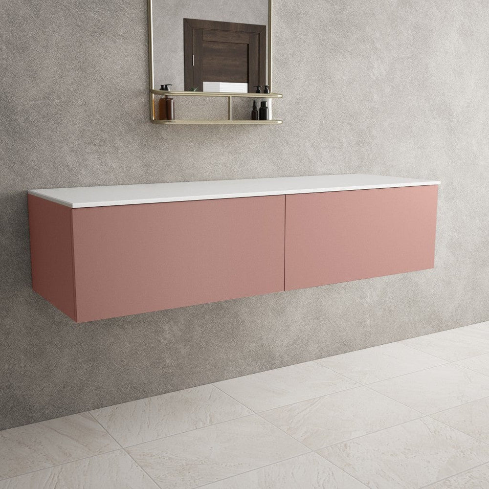 Raffinata Double Drawer Countertop Vanity Unit - Matt Pink 1400mm