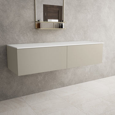 Raffinata Double Drawer Countertop Vanity Unit - Matt Stone 1400mm