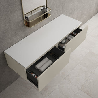Raffinata Double Drawer Countertop Vanity Unit - Matt Stone 1400mm