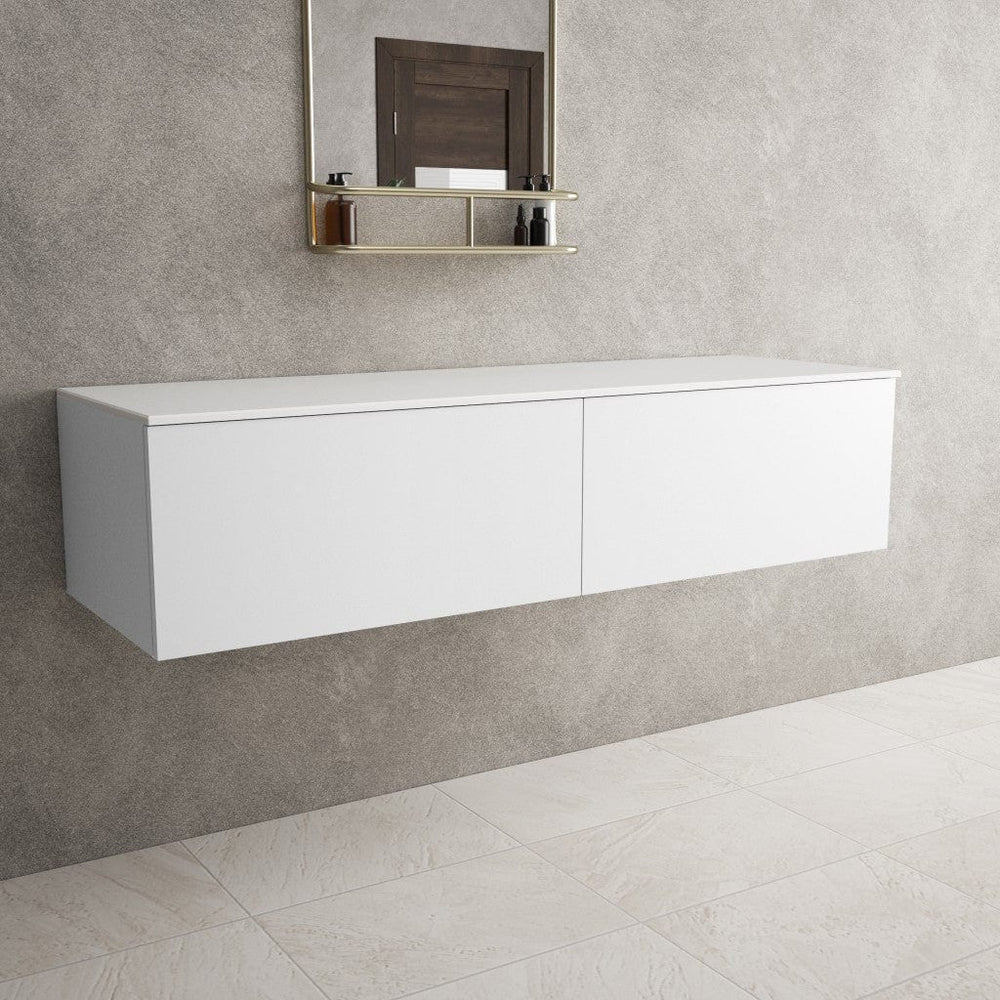 Raffinata Double Drawer Countertop Vanity Unit - Matt White 1400mm