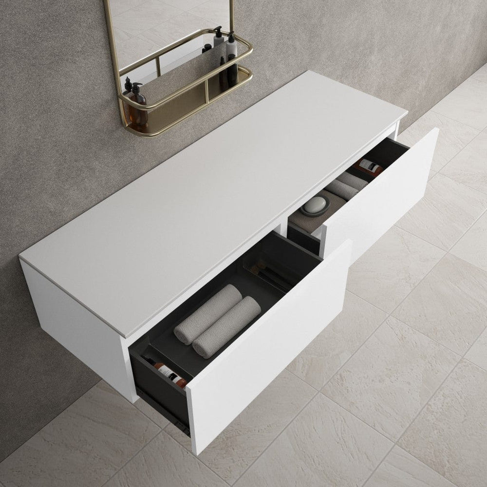 Raffinata Double Drawer Countertop Vanity Unit - Matt White 1400mm