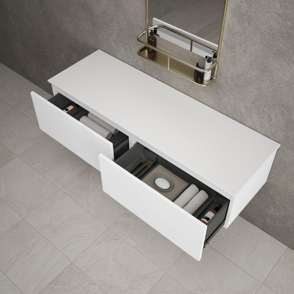 Raffinata Double Drawer Countertop Vanity Unit - Matt White 1400mm