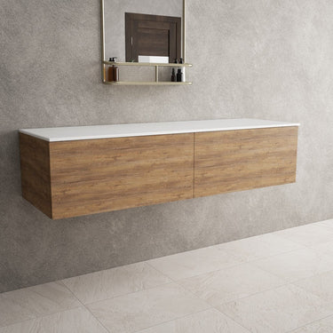 Raffinata Double Drawer Countertop Vanity Unit - Oak 1400mm