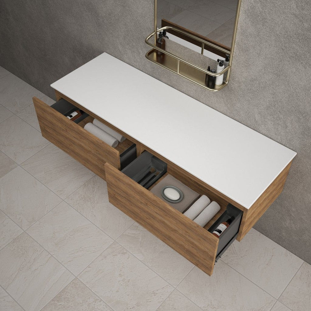 Raffinata Double Drawer Countertop Vanity Unit - Oak 1400mm