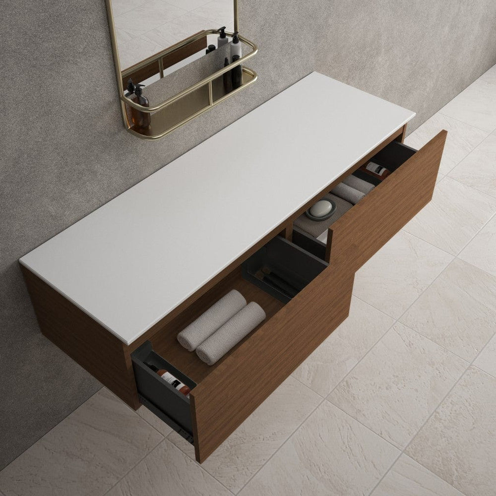 Raffinata Double Drawer Countertop Vanity Unit - Walnut 1400mm