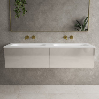 Raffinata Two Drawer Vanity Unit With Beyondstone Double Basin - Gloss Cashmere 1400mm