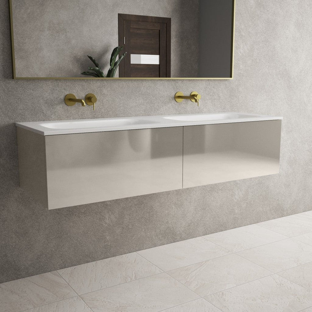 Raffinata Two Drawer Vanity Unit With Beyondstone Double Basin - Gloss Cashmere 1400mm