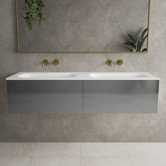 Raffinata Two Drawer Vanity Unit With Beyondstone Double Basin - Gloss Dust 1400mm