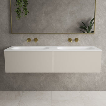 Raffinata Two Drawer Vanity Unit With Beyondstone Double Basin - Matt Cashmere 1400mm