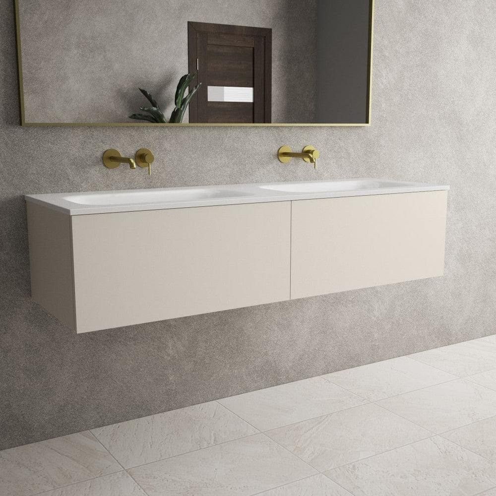 Raffinata Two Drawer Vanity Unit With Beyondstone Double Basin - Matt Cashmere 1400mm