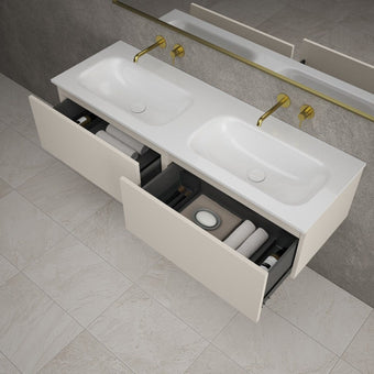 Raffinata Two Drawer Vanity Unit With Beyondstone Double Basin - Matt Cashmere 1400mm