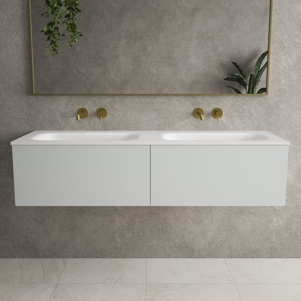 Raffinata Two Drawer Vanity Unit With Beyondstone Double Basin - Matt Dove 1400mm