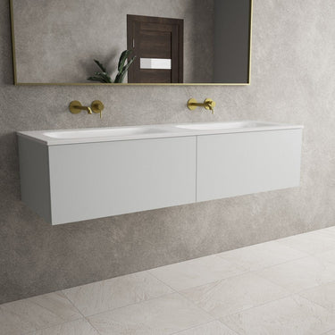 Raffinata Two Drawer Vanity Unit With Beyondstone Double Basin - Matt Dove 1400mm