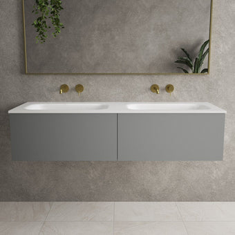 Raffinata Two Drawer Vanity Unit With Beyondstone Double Basin - Matt Dust 1400mm