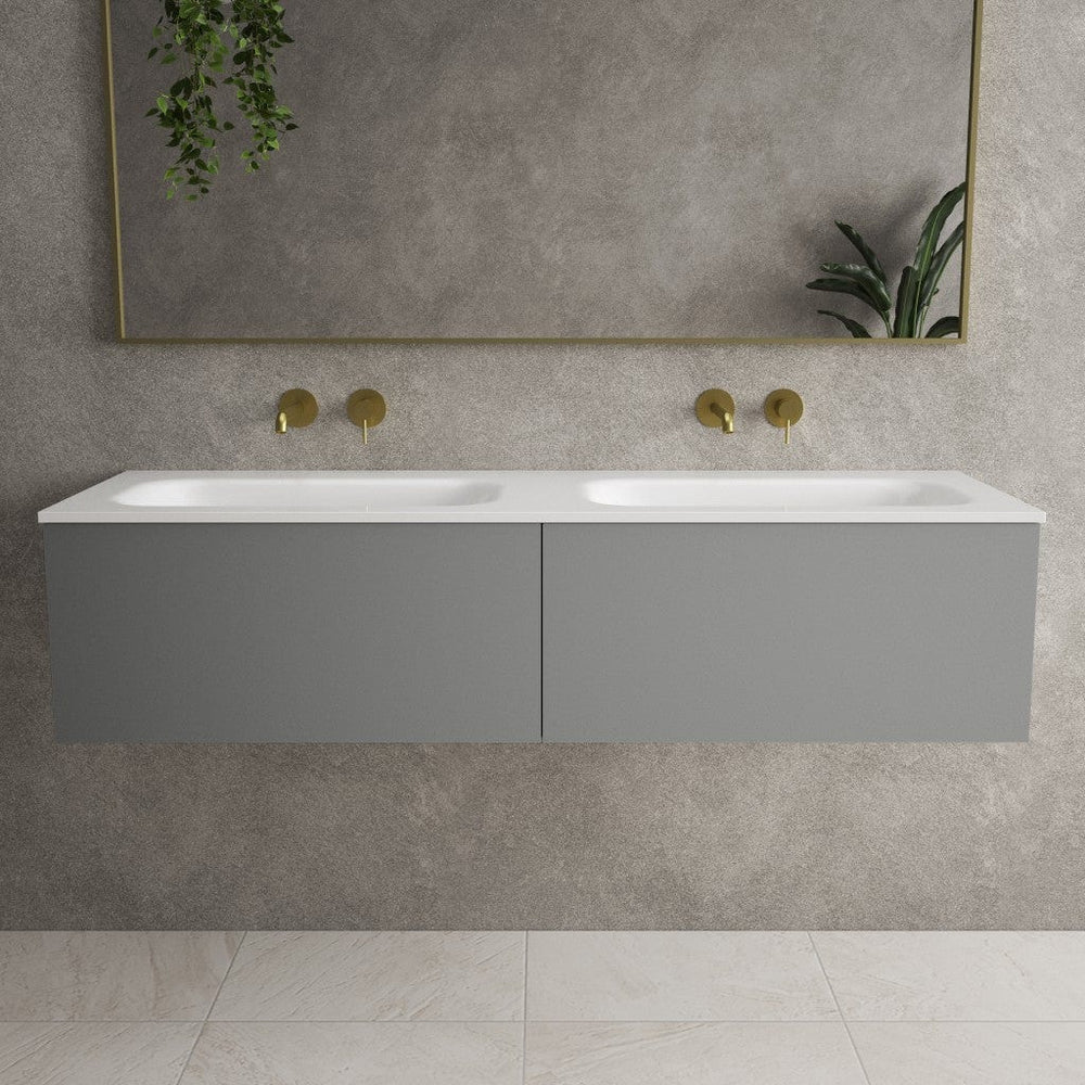 Raffinata Two Drawer Vanity Unit With Beyondstone Double Basin - Matt Dust 1400mm