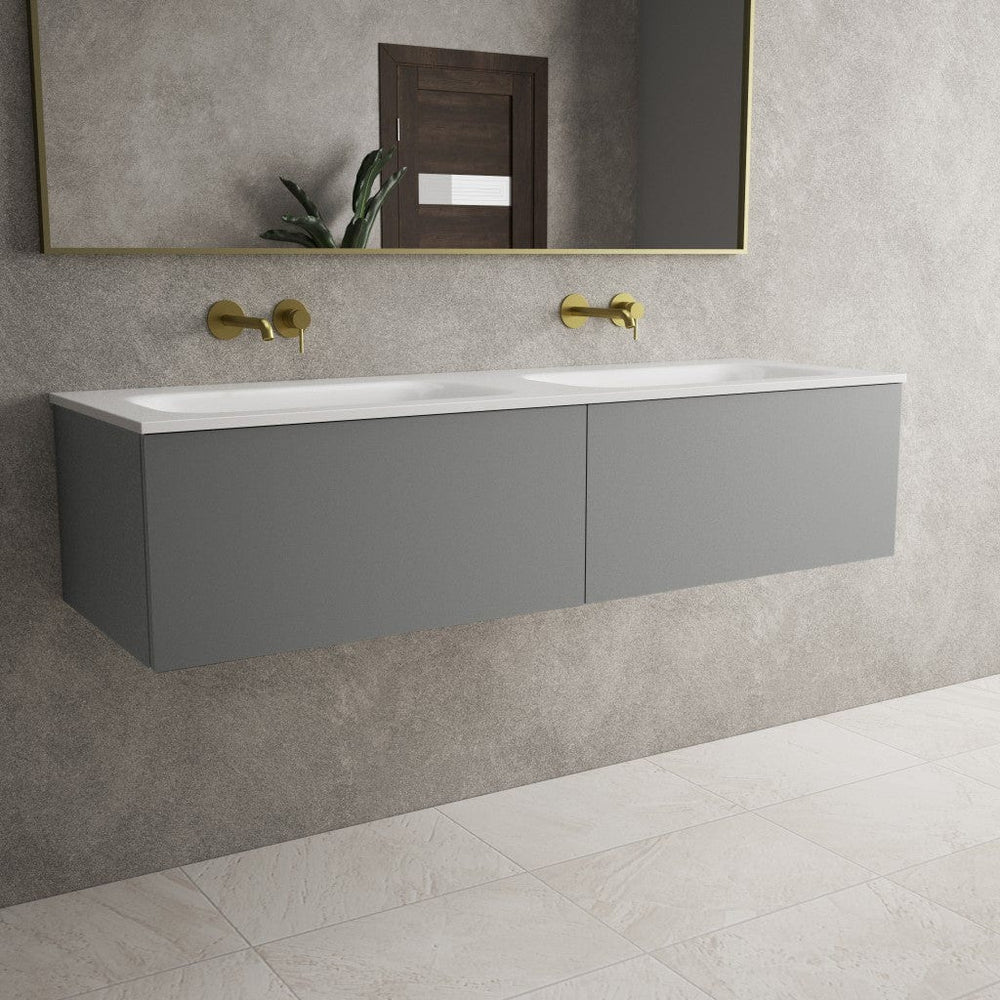 Raffinata Two Drawer Vanity Unit With Beyondstone Double Basin - Matt Dust 1400mm