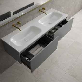 Raffinata Two Drawer Vanity Unit With Beyondstone Double Basin - Matt Dust 1400mm