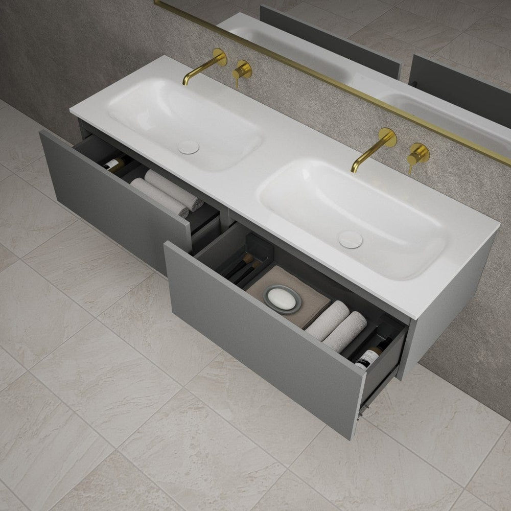 Raffinata Two Drawer Vanity Unit With Beyondstone Double Basin - Matt Dust 1400mm
