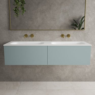 Raffinata Two Drawer Vanity Unit With Beyondstone Double Basin - Matt Fjord 1400mm