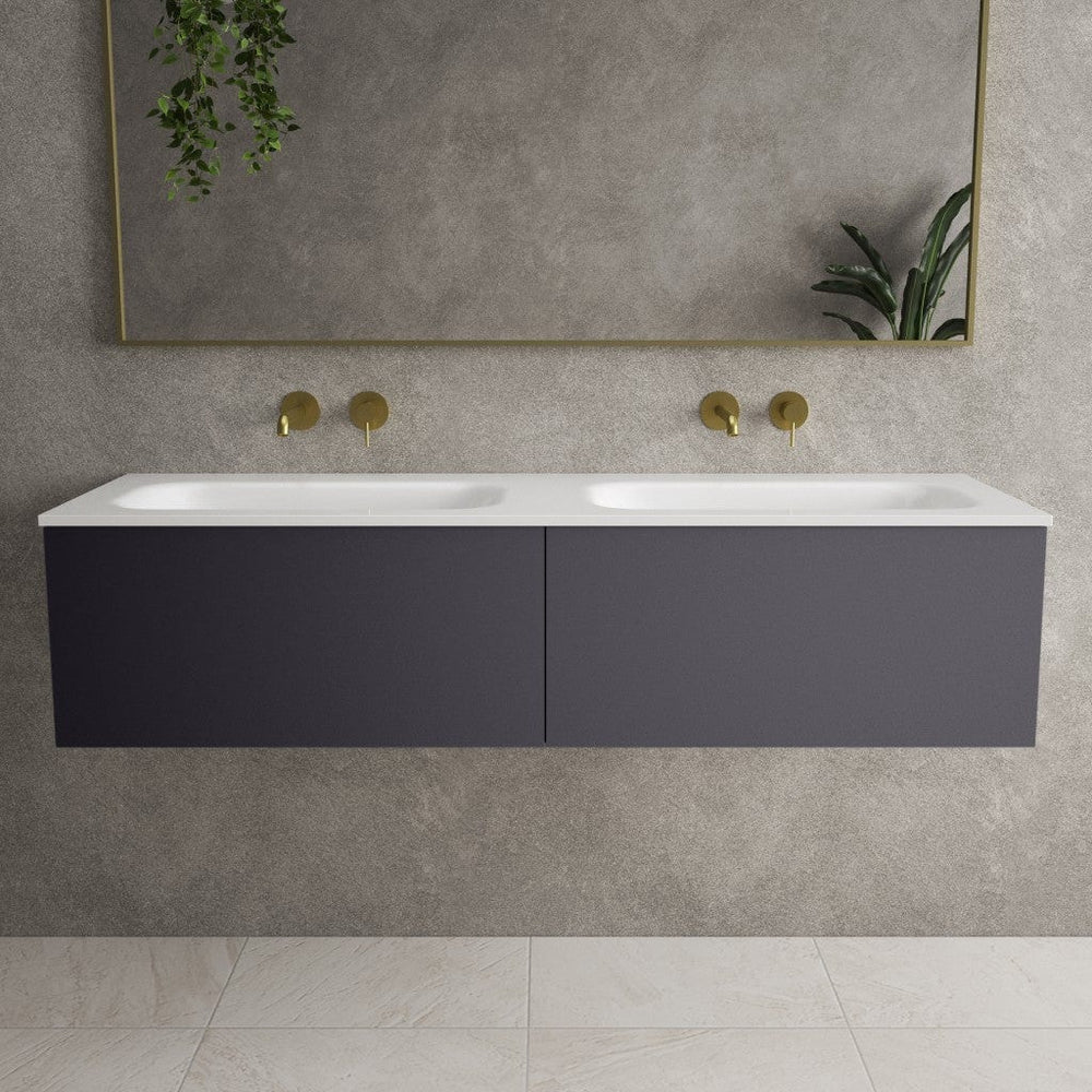 Raffinata Two Drawer Vanity Unit With Beyondstone Double Basin - Matt Graphite 1400mm image