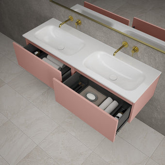 Raffinata Two Drawer Vanity Unit With Beyondstone Double Basin - Matt Pink 1400mm