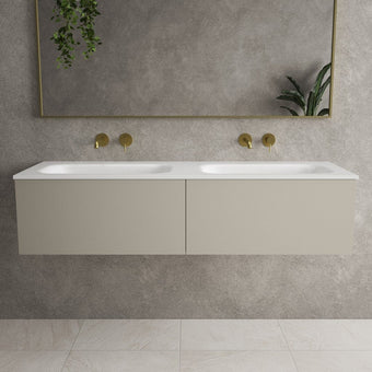 Raffinata Two Drawer Vanity Unit With Beyondstone Double Basin - Matt Stone 1400mm
