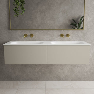 Raffinata Two Drawer Vanity Unit With Beyondstone Double Basin - Matt Stone 1400mm