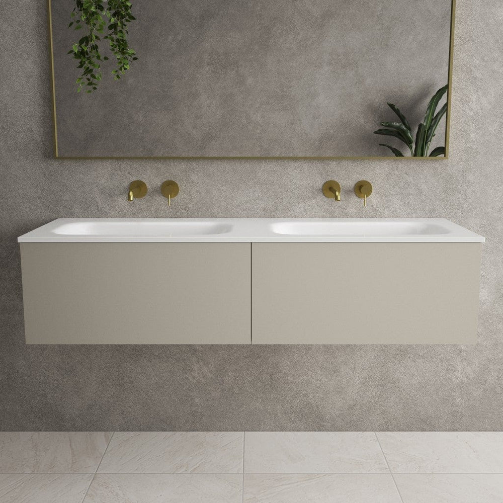 Raffinata Two Drawer Vanity Unit With Beyondstone Double Basin - Matt Stone 1400mm