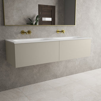 Raffinata Two Drawer Vanity Unit With Beyondstone Double Basin - Matt Stone 1400mm