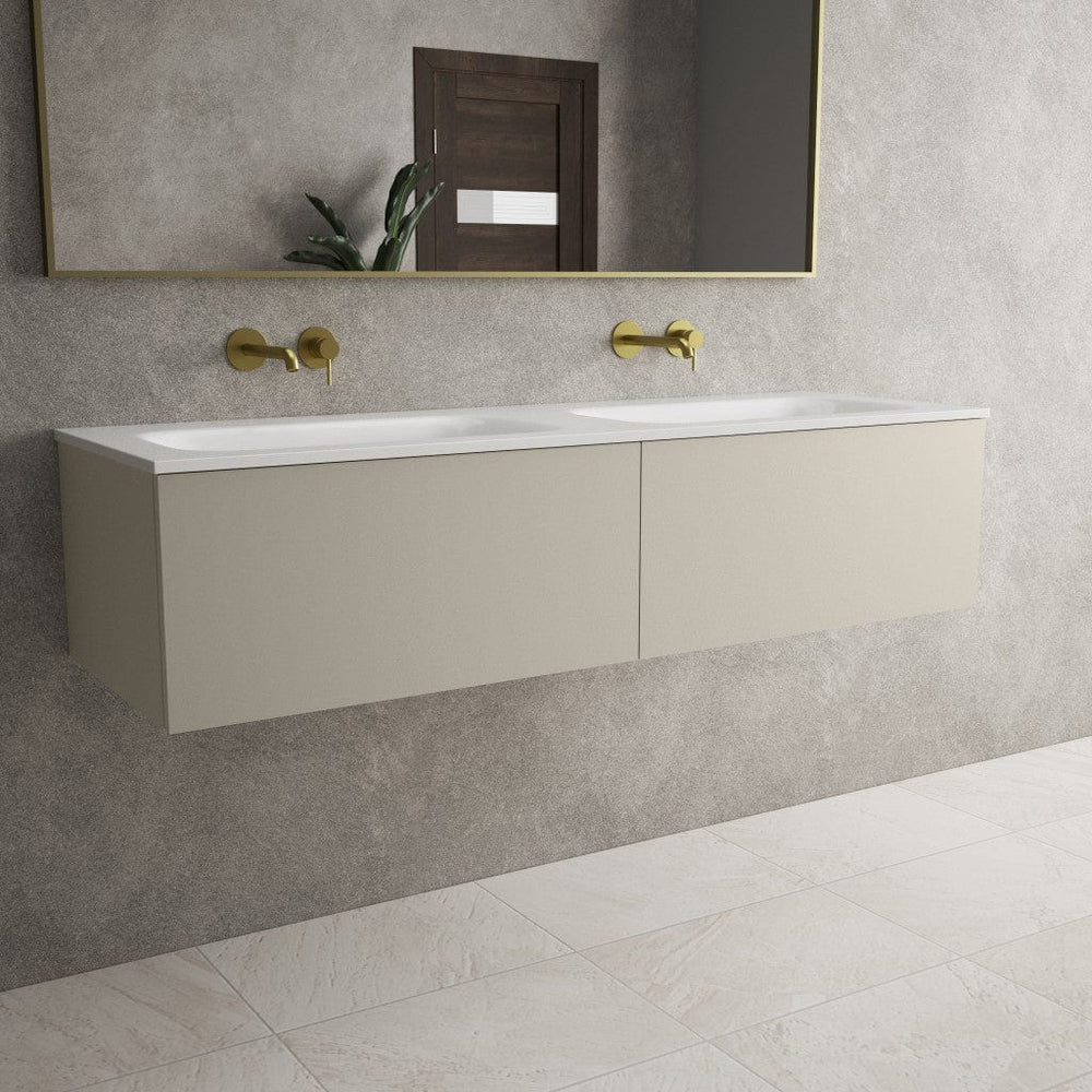 Raffinata Two Drawer Vanity Unit With Beyondstone Double Basin - Matt Stone 1400mm