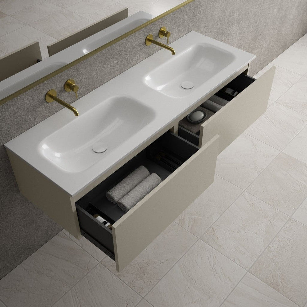 Raffinata Two Drawer Vanity Unit With Beyondstone Double Basin - Matt Stone 1400mm