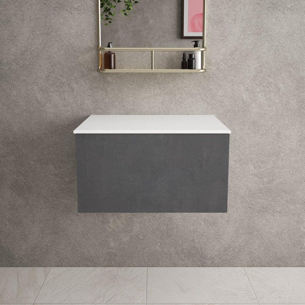 Raffinata Single Drawer Countertop Vanity Unit - Dark Concrete 600mm