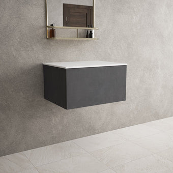 Raffinata Single Drawer Countertop Vanity Unit - Dark Concrete 600mm