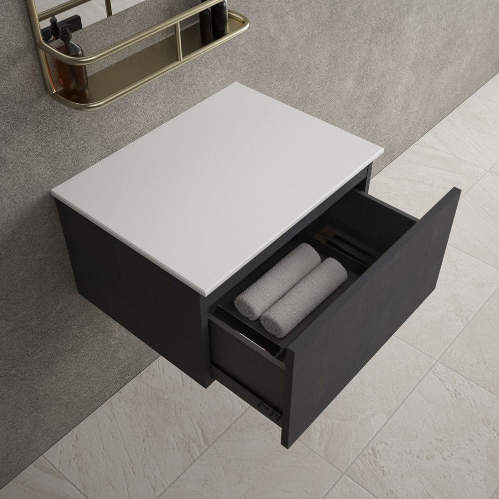 Raffinata Single Drawer Countertop Vanity Unit - Dark Concrete 600mm