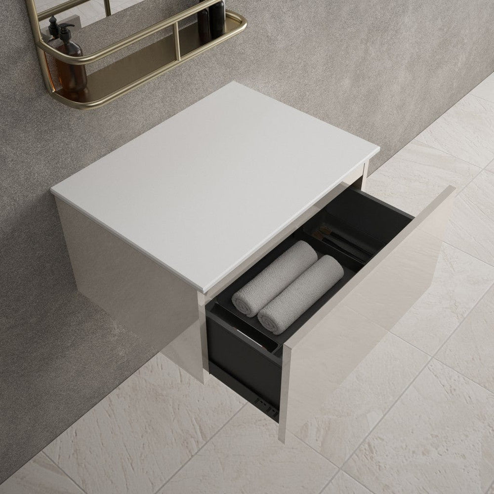 Raffinata Single Drawer Countertop Vanity Unit - Gloss Cashmere 600mm