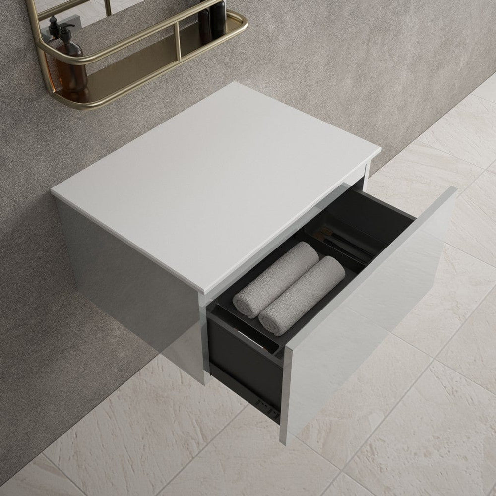 Raffinata Single Drawer Countertop Vanity Unit - Gloss Dove 600mm
